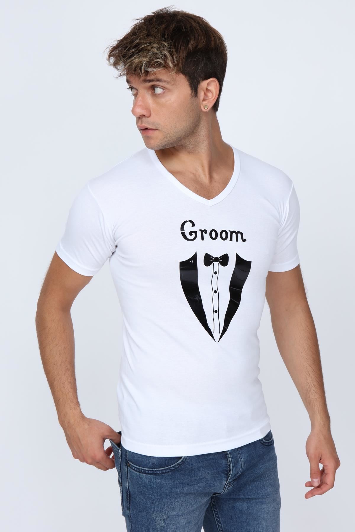Asimod Mr Groom Yazılı Erkek Çeyizlik Tek Tshirt