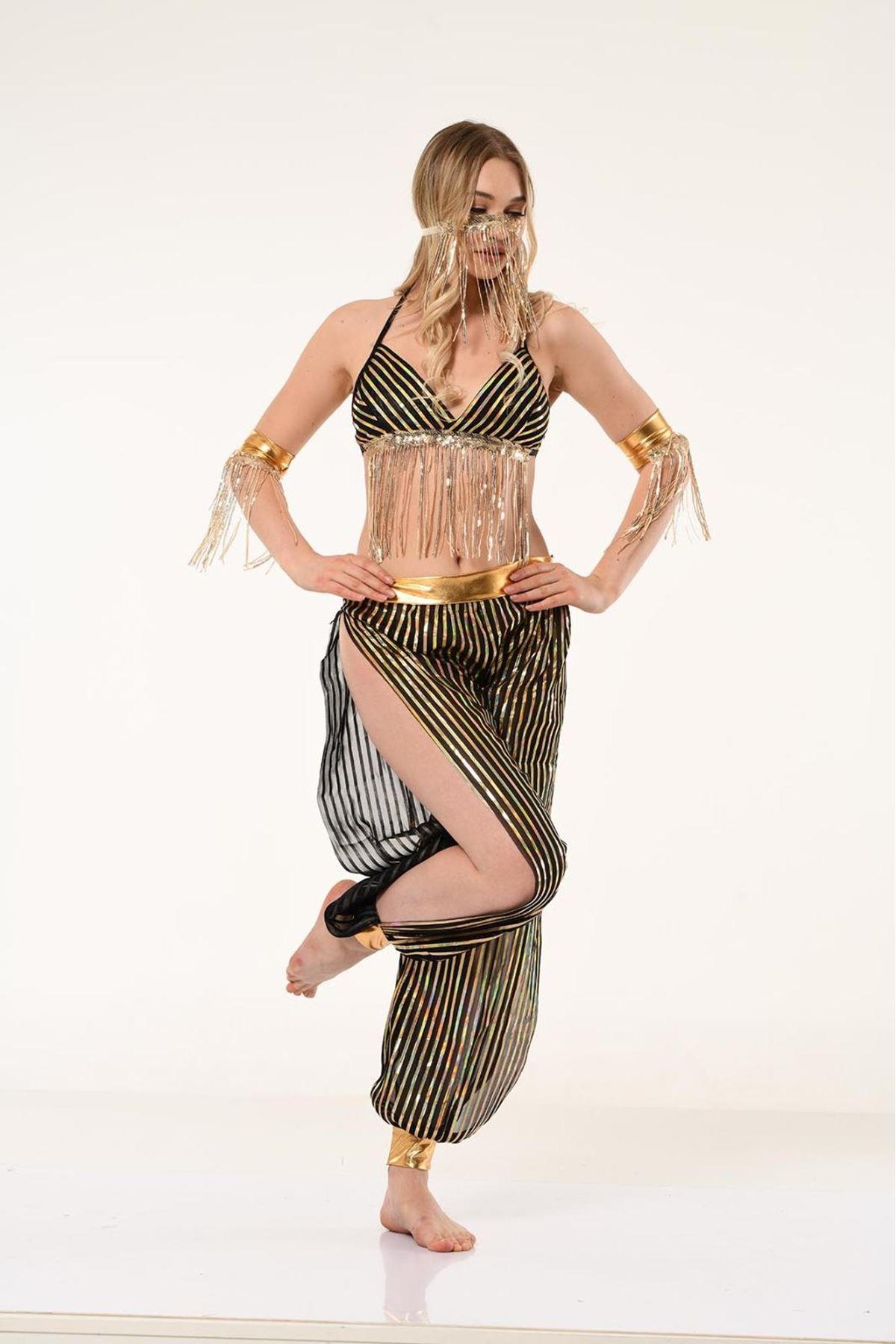 Vip Madame Lazer Çizgili Dansöz Kostüm