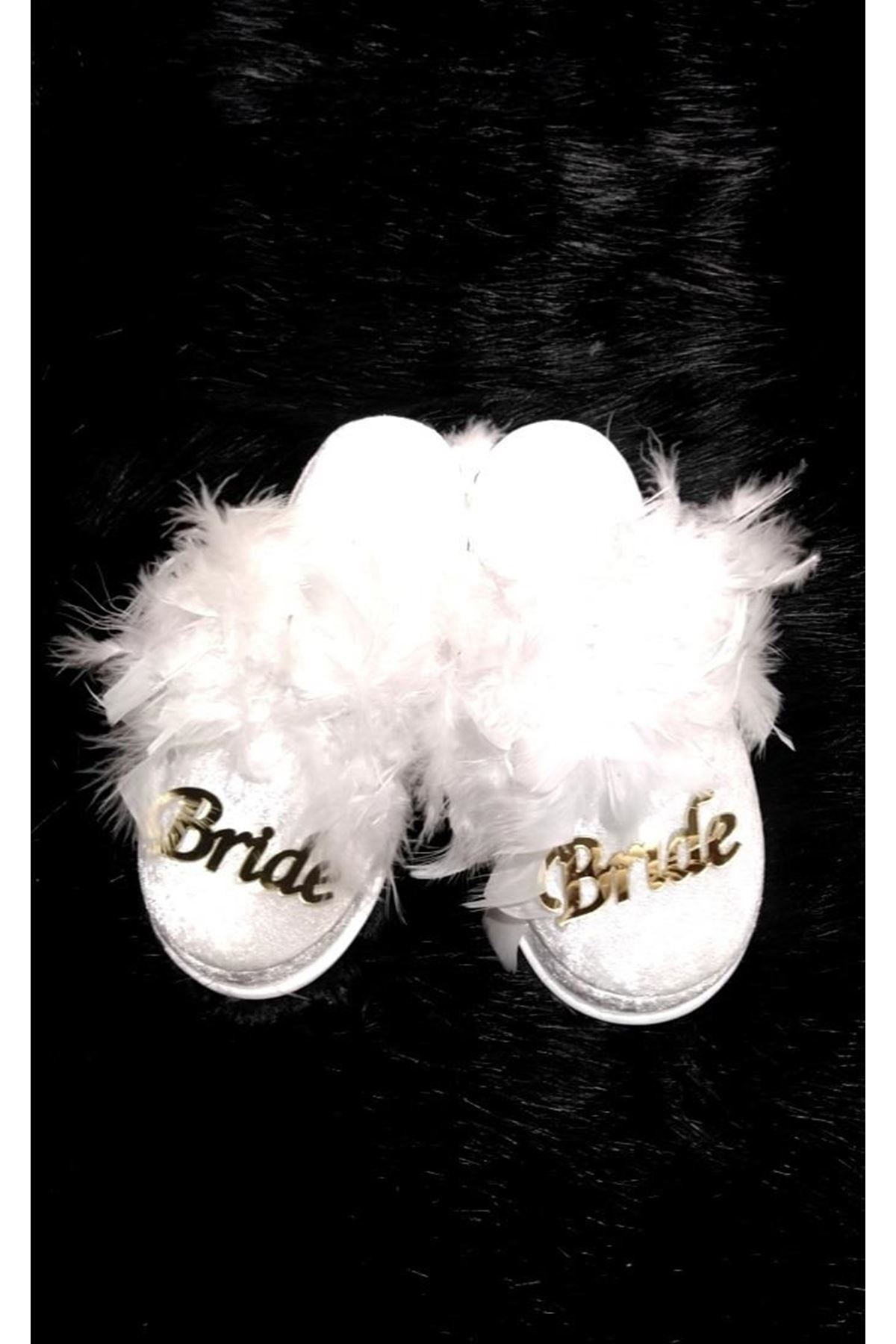 Asimod Kadın Pisi Pisi Havlu Bride Terlik Taç Set