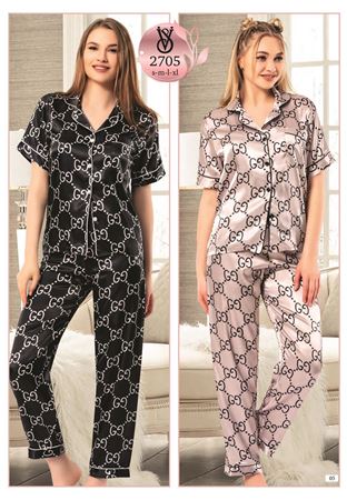 Vip Madame Kadın Desenli Kısa Kollu Pijama Takımı