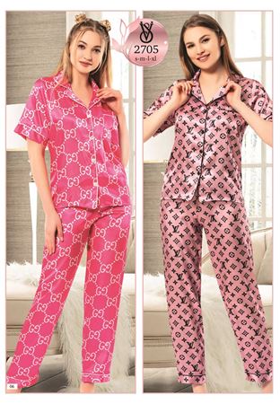 Vip Madame Kadın Desenli Kısa Kollu Pijama Takımı