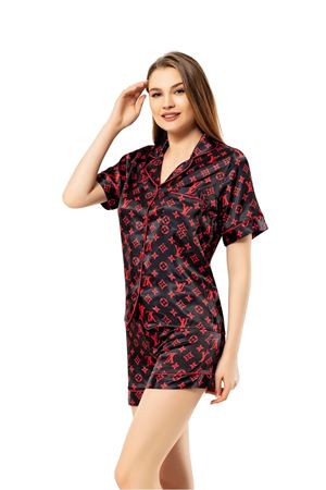 Vip Madame Kadın Önde Düğmeli Saten Şortlu Babydoll Takım