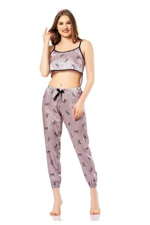 Vip Madame Askılı Desenli Pijama Takım Taç Hediyeli