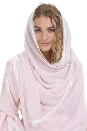 Asimod İnci İşlemeli Çok Amaçlı Mevlid Bride Eşarbı Nikah Şalı