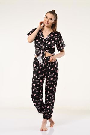 Asimod Kadın Bride Önden Bağlamalı Pijama Takım