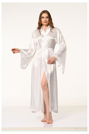 Vip Madame Asya Düz Saten Kimono Sabahlık