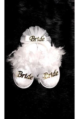 Asimod Kadın Pisi Pisi Havlu Bride Terlik Taç Set