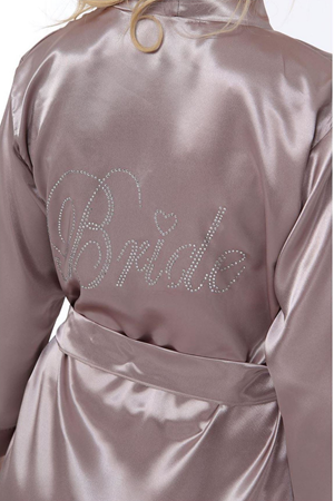 Asimod Kadın Arkası Bride Yazılı Saten Sabahlık