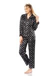 Vip Madame Kadın Uzun Kollu Desenli Saten Pijama Takım