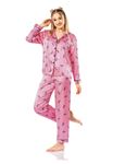 Vip Madame Kadın Uzun Kollu Desenli Saten Pijama Takım