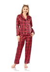 Vip Madame Kadın Uzun Kollu Desenli Saten Pijama Takım