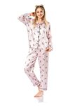 Vip Madame Kadın Uzun Kollu Desenli Saten Pijama Takım