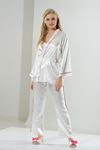 Asimod 3 Parça Bride Çeyizlik Saten Pijama Takımı
