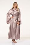 Vip Madame Asya Düz Saten Kimono Sabahlık